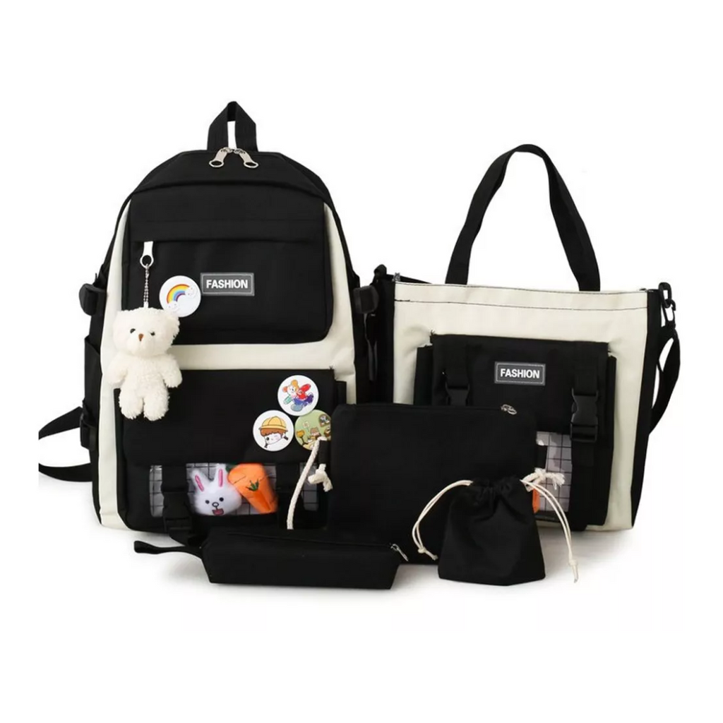 Kit morral escolar kawaii 5 piezas