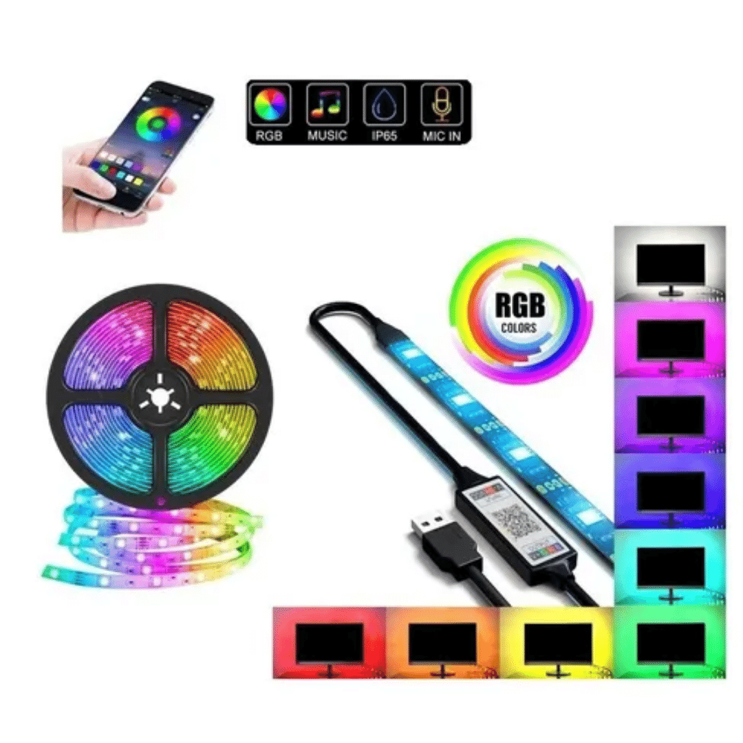 Cinta de luces LED RGB de 5 m con control