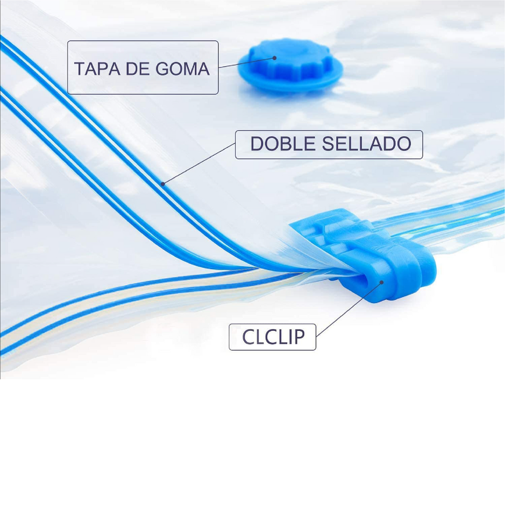 Bolsas al vacío x3 con bomba manual para ropa