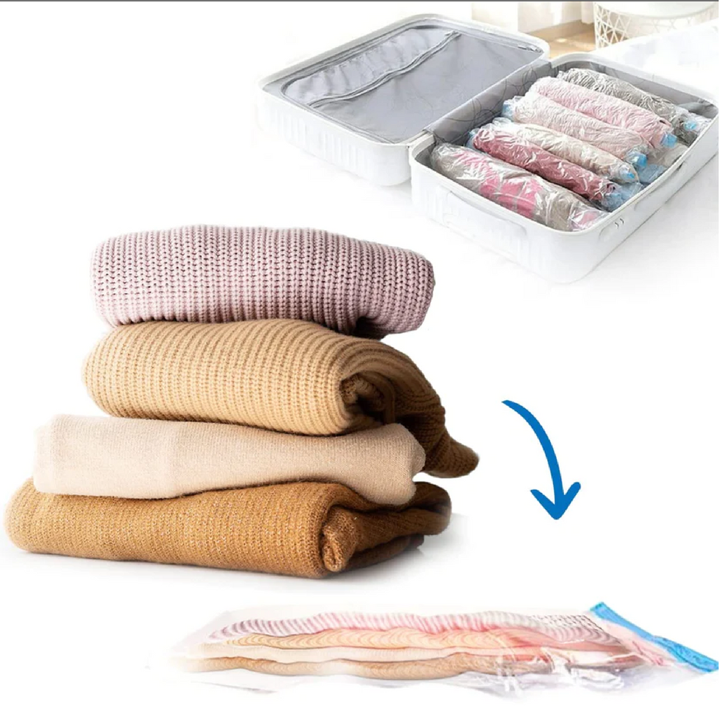 Bolsas al vacío x3 con bomba manual para ropa