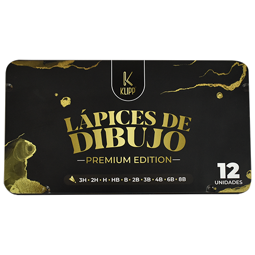 Lápices profesionales de dibujo x12 en caja metálica