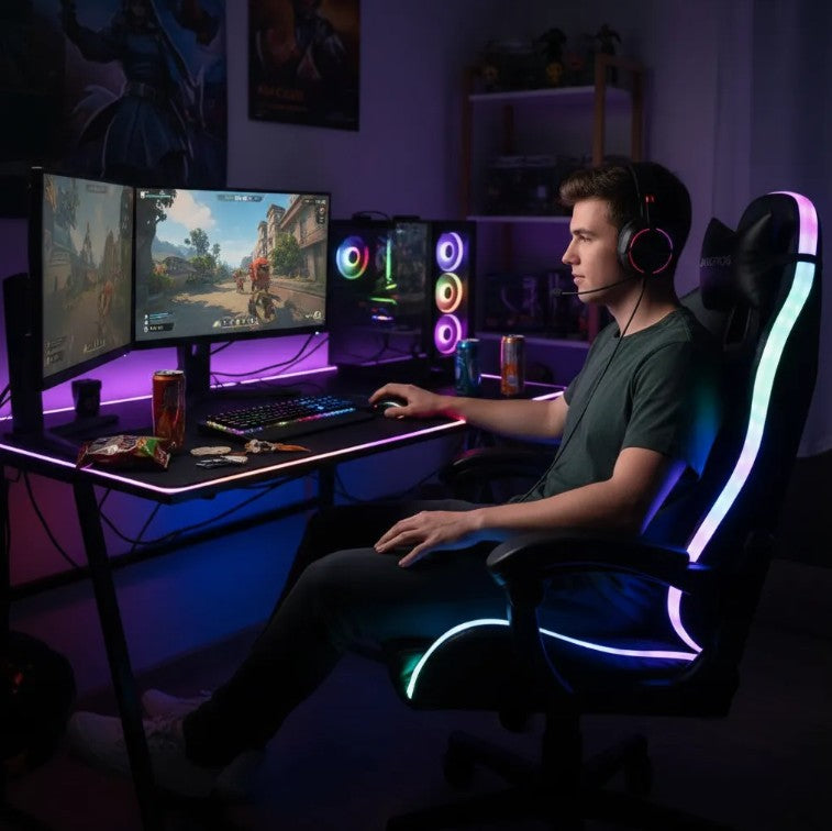 Silla gamer RGB Con luces LED Reclinable