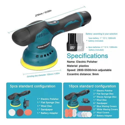 Polichadora Inalámbrica Recargable con 2 Baterías
