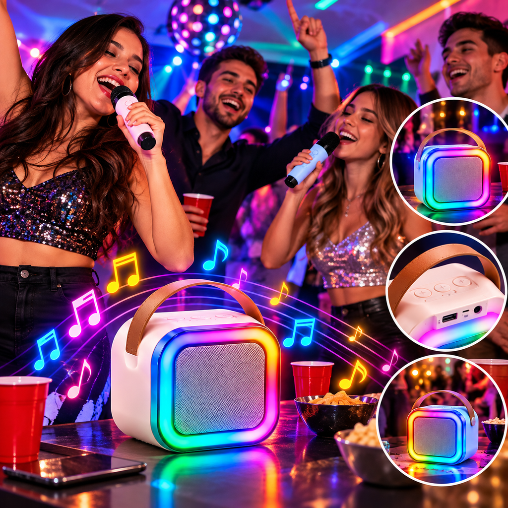 Parlante karaoke con micrófono inalámbrico