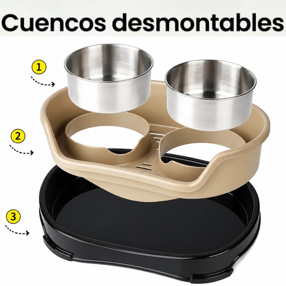 Comedero elevado doble para mascotas