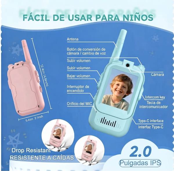 Walkie talkies con pantalla para niños